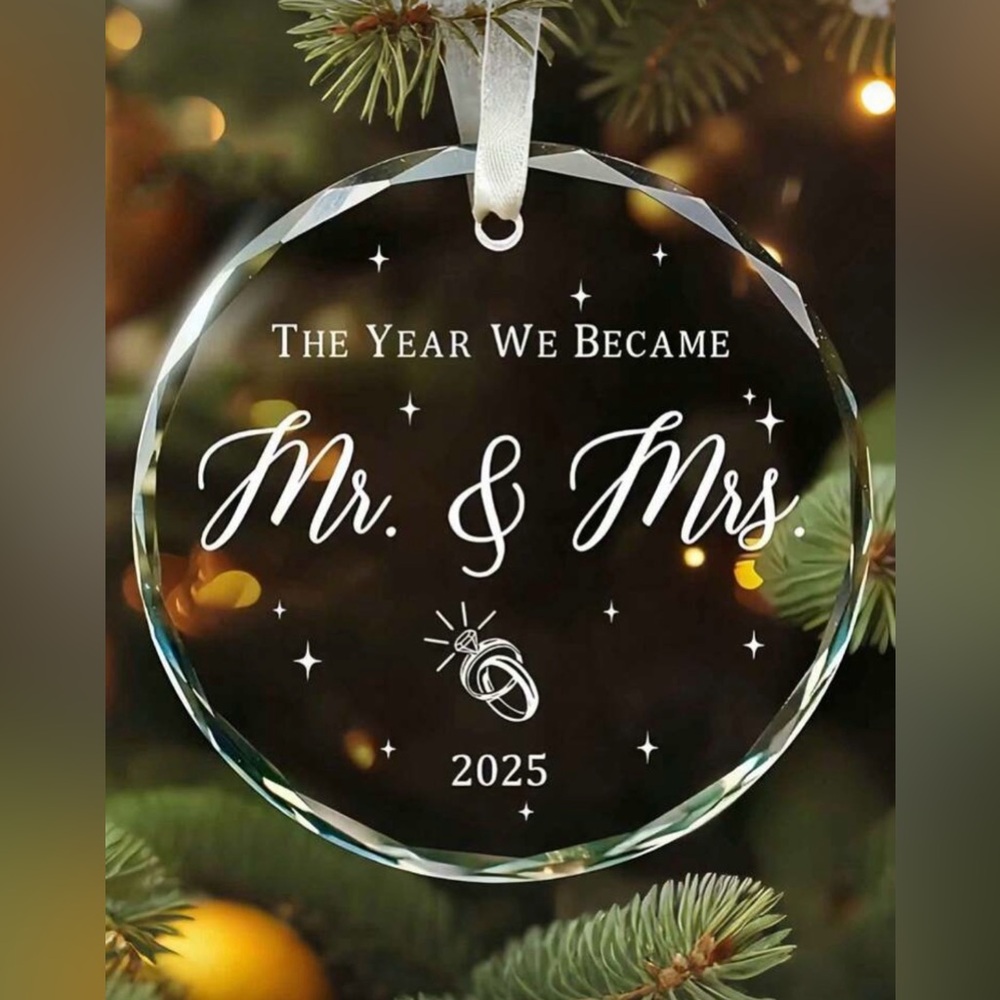 Acrylic Christmas Wedding Ornament - The Year We Became Mr. & Mrs. 2025 Married